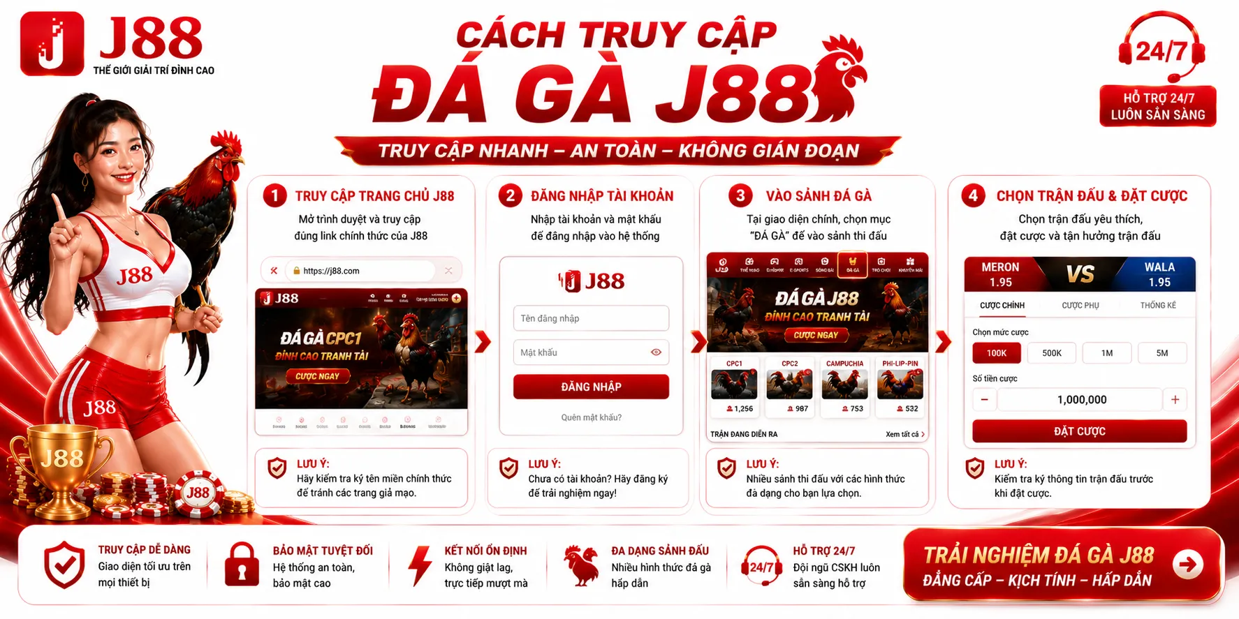 Cách truy cập đá gà J88