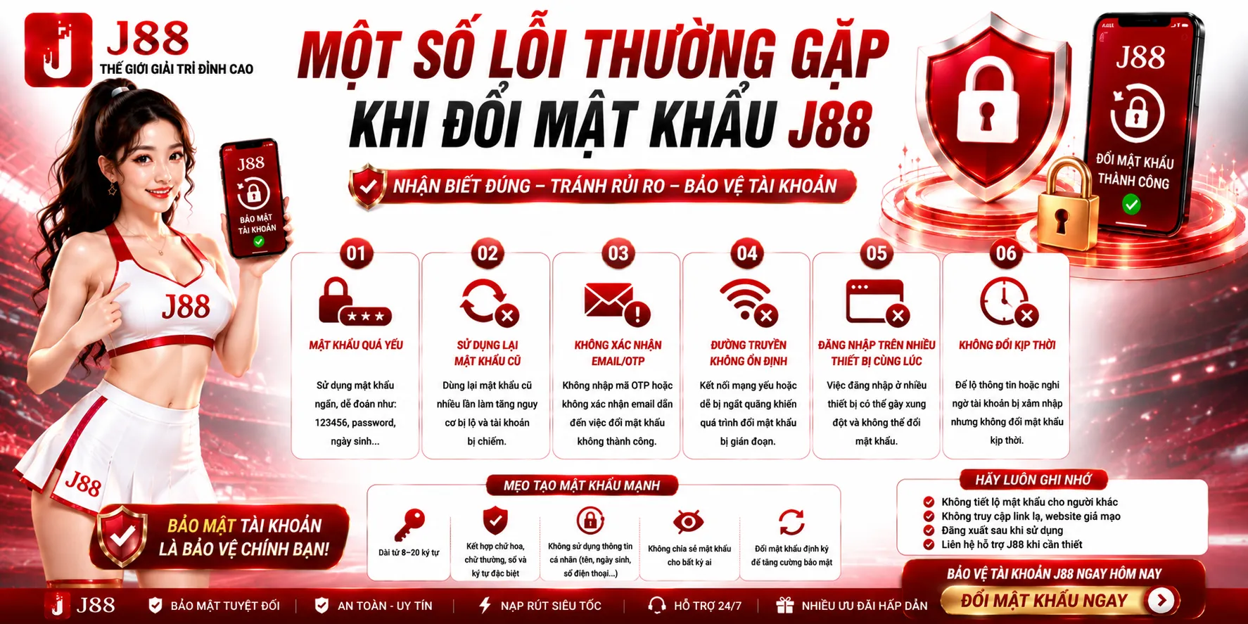 Quên Mật Khẩu J88 – Cách Khôi Phục Tài Khoản 2 Một số lỗi thường gặp khi đổi mật khẩu J88